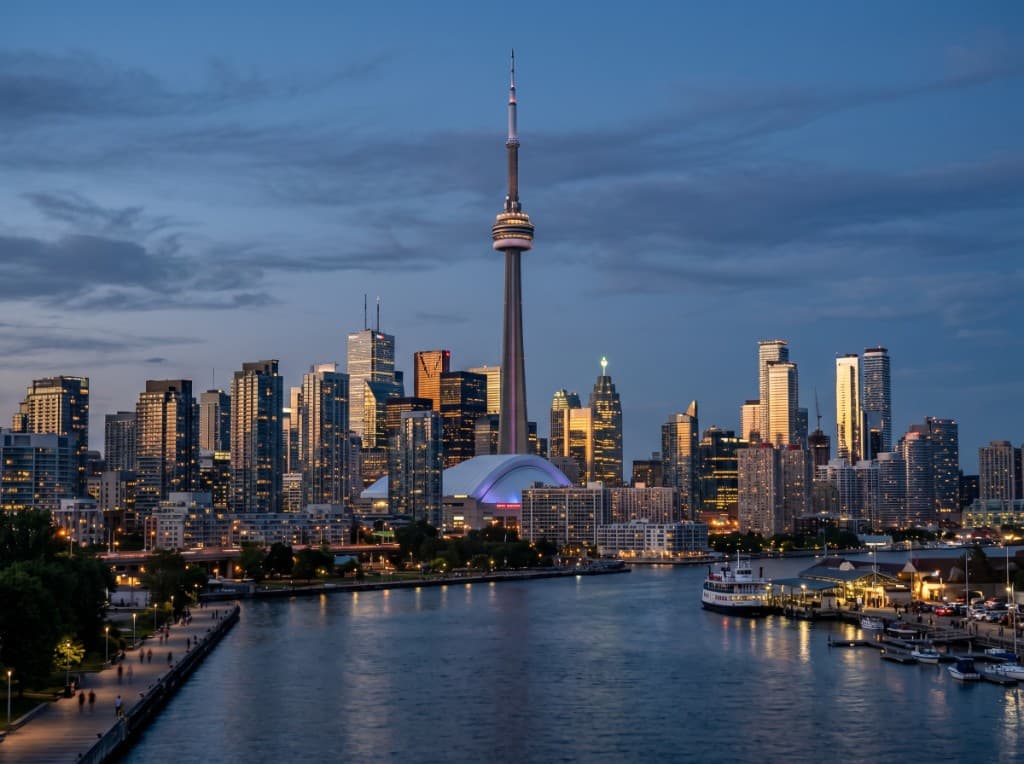 Toronto skyline at dusk — Sterex pest control service areas across the GTA